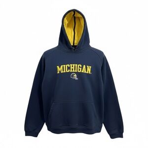 Vtg Y2K Team Nike Center Swoosh Michigan Wolverines Hoody Sweatshirt Embroidered